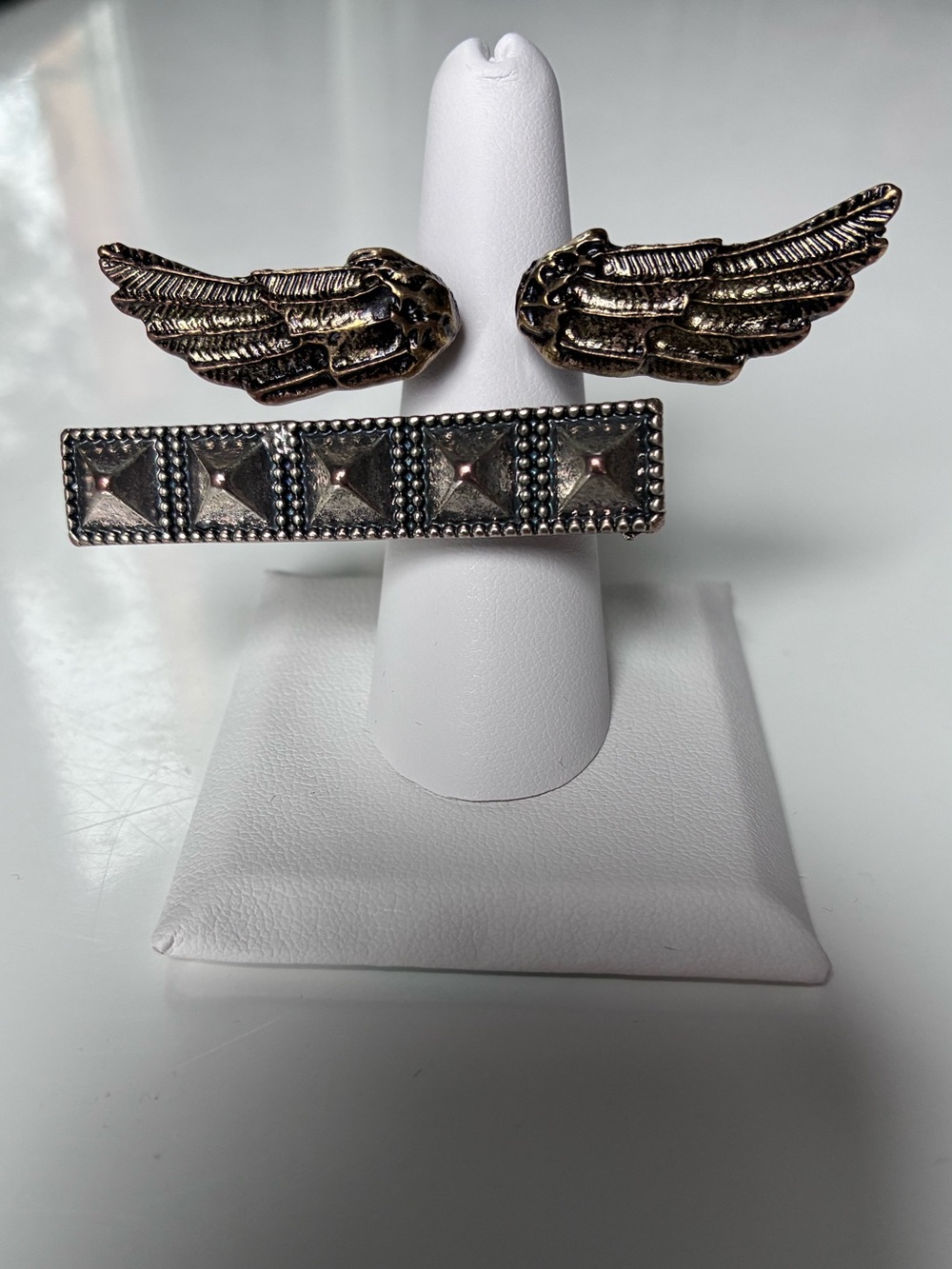 Two edgy vintage rings.